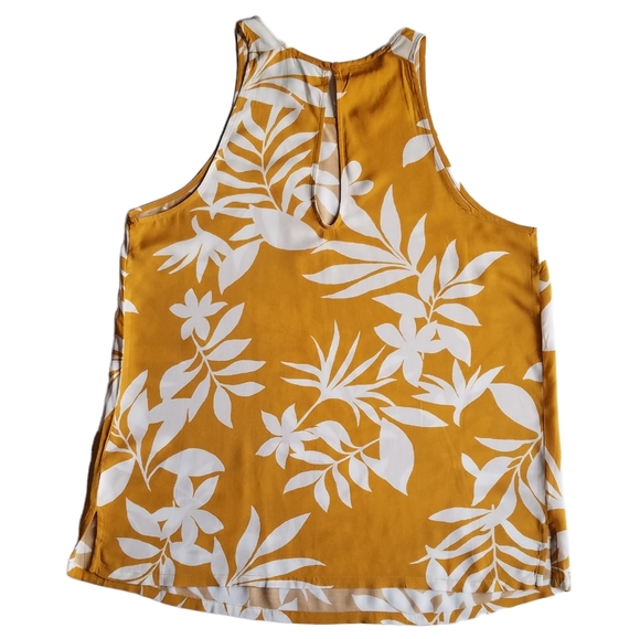 Old Navy Mustard Yellow Floral Sleeveless Top, M/Tall - Picture 3 of 6